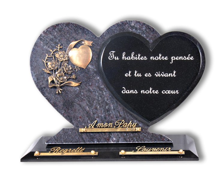 Plaque funéraire en forme de coeur